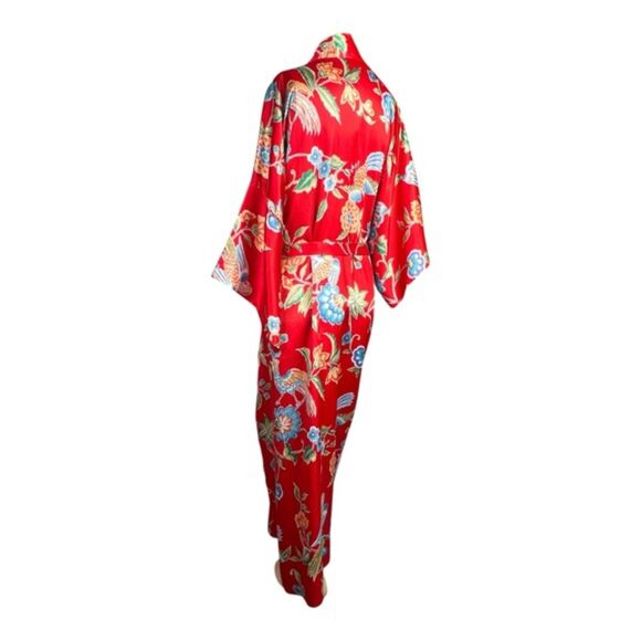 Natori Red Floral Kimono Robe – Size Small - Picture 2 of 12